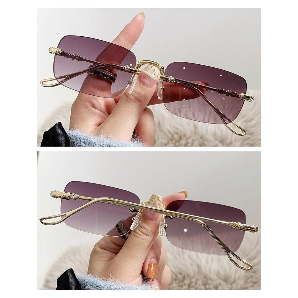 Metal Vintage Shades Rimless Ocean Lenses Sun Glasses Retro Eyewear for Women & Men