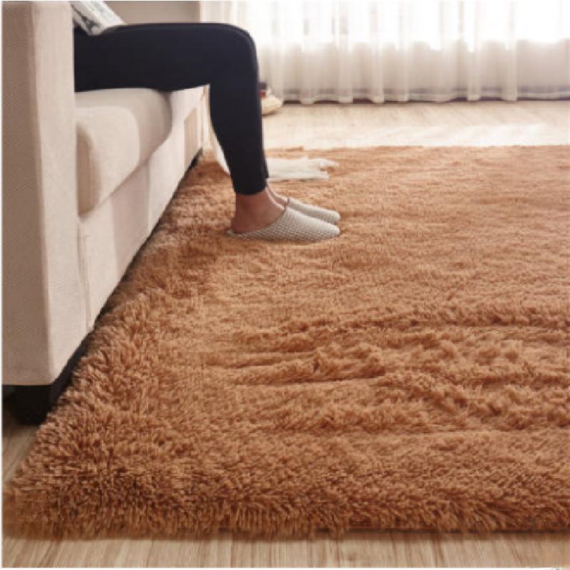 Solid Colour Fluffy Minimalist Style Indoor Carpet Bedroom Bedside Floor Mat Fluffy Plush Carpet Non-slip Floor Mat