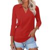 Women's Casual V-Neck Three-Quarter Sleeve Blouse with Print for Summer