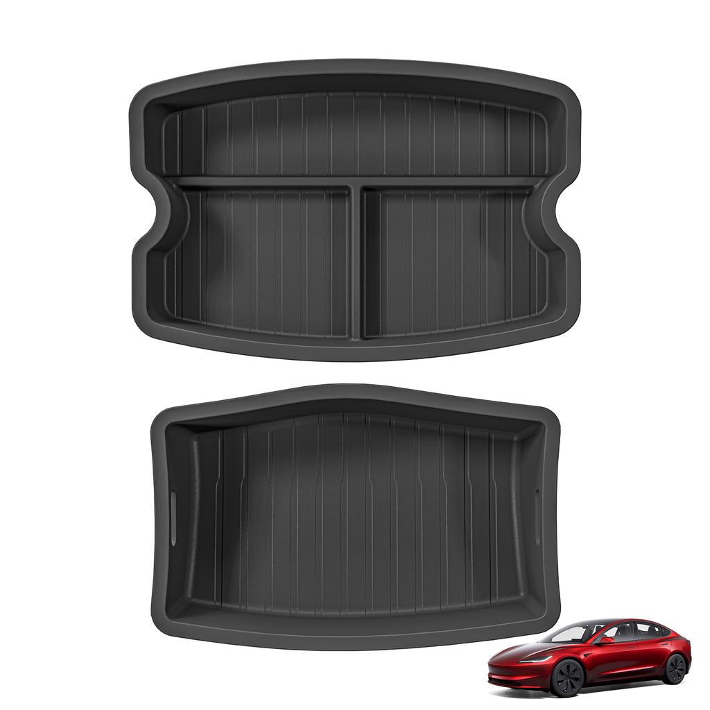 Smabee Left Drive for for Tesla Model 3 Highland 2024-2026 LHD TPE Car Floor Mat Trunk Liner Rear Trunk Pad Accessories Black