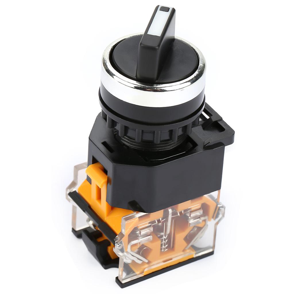 22mm Round Rotary Selector Switch 2 Positions NC + NO Self Locking