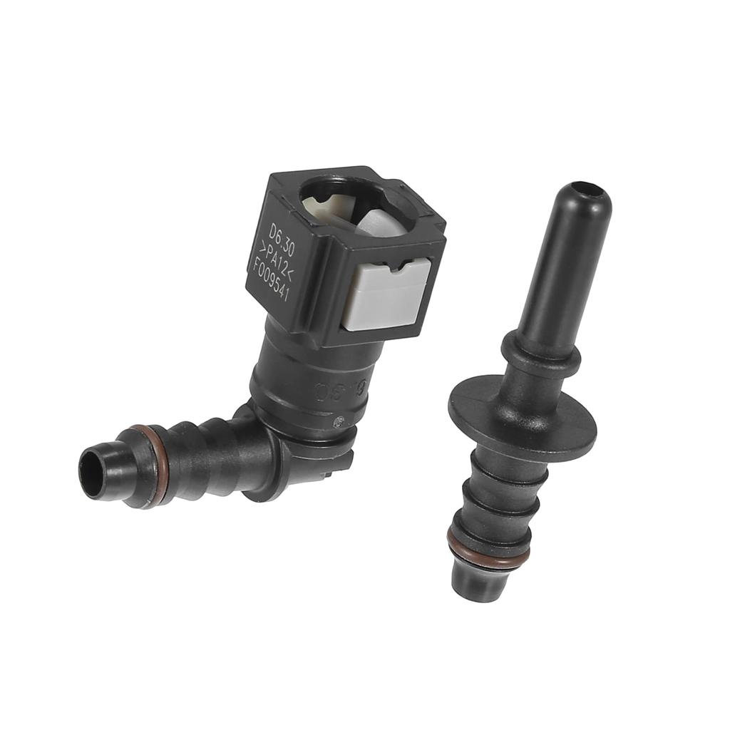 ACROPIX Kraftstoffleitung Schlauch Schnellverschluss Kupplung Trennschlauch 1/4 6,3mm SAE-5/16 8mm 90 Grad Universal Nylon Schwarz 2 Stück