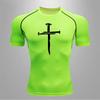 Men Short Sleeve Compression Shirts Quick Dry Fitness Sweat-Resistant Cycling Sweat Absorbing Running T-Shirt Workout Training Gym Clothing