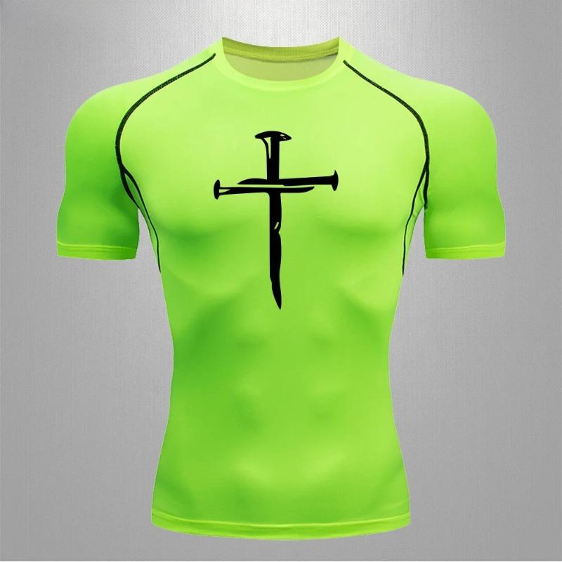 Men Short Sleeve Compression Shirts Quick Dry Fitness Sweat-Resistant Cycling Sweat Absorbing Running T-Shirt Workout Training Gym Clothing