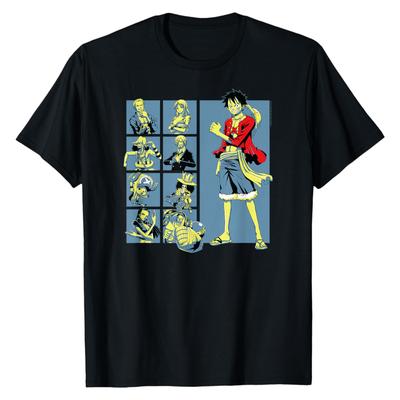 Strohhut Piraten Vollständige Crew One Piece T-Shirt Anime Gruppe Grafikdruck Rundhalsausschnitt Weich Vielseitig Trendige Streetwear Tops