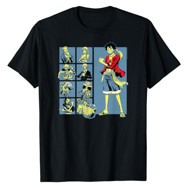 Straw Hat Pirates Full Crew One Piece TShirt Anime Group Graphic Print Crew Neck Soft Versatile Trendy Street Fashion Tops
