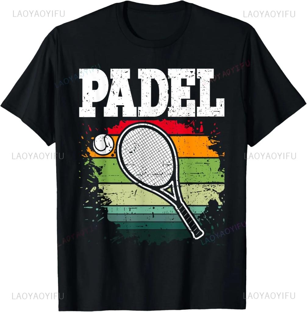 Padel Paddle Tennis Racquet Ball Vintage Colors T-Shirt  Casual Sports Street Couple Clothes  Streetwear  Mens T Shirts