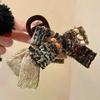 Retro Autumn And Winter Wool-blend Color-block Double Bow Hair Clip For Women Girls Large Shark Clip Hair Accessories
