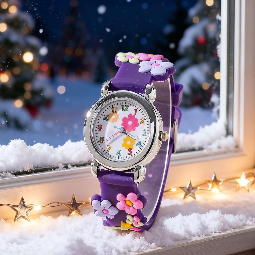 New CHILDREN'S Watch Can Love 3D Pattern Rainbow Flowers CHILDREN'S Quartz Watch Plastic Strap