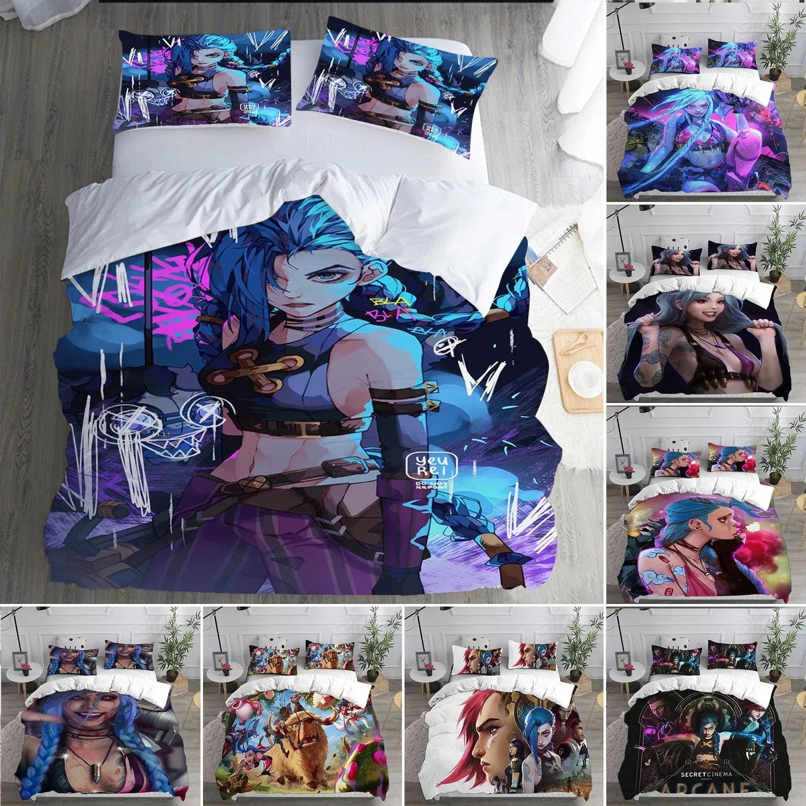 Filtration Facilities Unisex 3D Printed Jinx Arcane Beding Set Pilowcase Soft Duvet Cover Double Twin Ful Quen King Adult People Children Kids Bedclothes Comfortable Quilt Cover