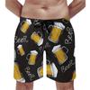 Beer Pattern Beach Shorts For Men Hawaiian Summer Holiday Casual Shorts Street 3d Printed Beer Festival Surfing Board Shorts