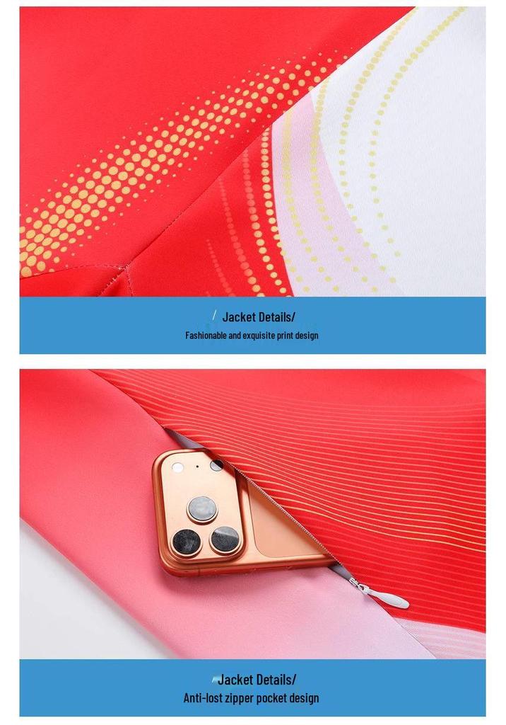 Chinese Team Wind Sports Quick-Dry Three-Piece Set: Short-Sleeved Stand-Collar Jacket, White Long Pants for Opening Ceremony Coaches.