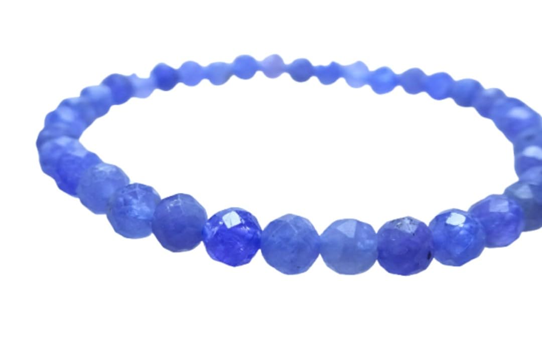 

Leaf Stone for good fortune and a life Tanzanite Bracelet for Women Natural Power Round Cut 20cm men with [Amulet changer] - Stone, 4mm-5mm (For синій