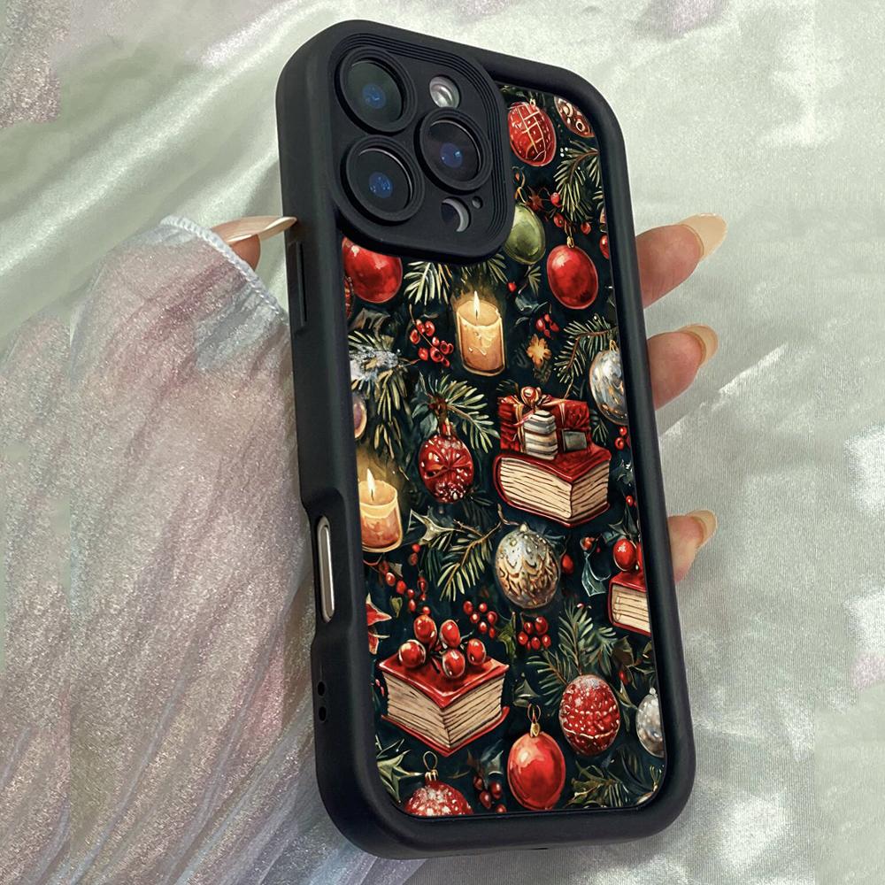 JT101 Livro Árvore de Natal Vintage para iPhone 17 16 15 14 Pro Max Samsung S26 S25 S24 Ultra A17 A16 A07 A56 A06 Xiaomi 15T Redmi 14C 15c Capa Macia de TPU