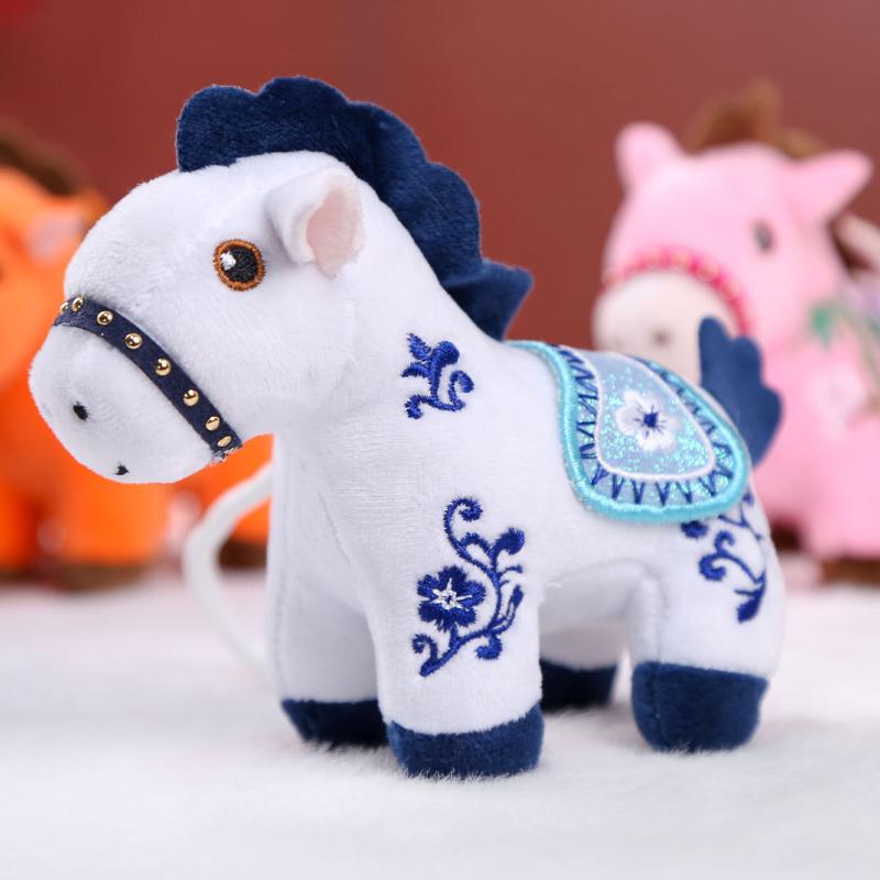 1Pcs 14Cm Lifelike Animal Simulation Stuffed Pony Doll Bag Decor Cute Mini Embroidered Colorful Horse Pendant Keychian Plush Toy