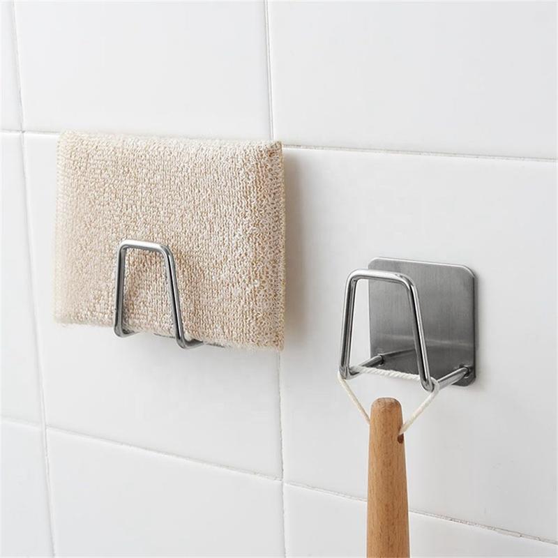 1/2/3PCS Kitchen Organizer Sponge Holder Soap Rack Self Adhesive Sink Drain Drying Stainless Steel Wall Storage Hook Accessories