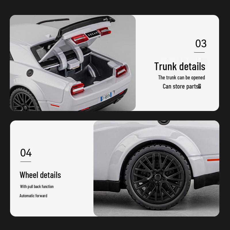 Jiaye 1/32 Dodge Hellcat Alloy Pull-Back Toy Car with Sound and Light