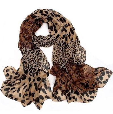 Charm Silk Lady Leopard Scarf Women Chiffon Shawl Soft Wrap Leopard Wide Scarf