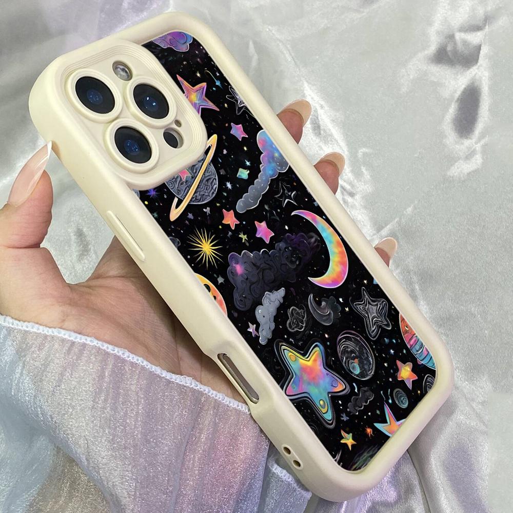 JT178 Colorful Doodle Space for iPhone 17 16 15 14 Pro Max Samsung S26 S25 S24 Ultra A17 A16 A07 A56 A55 A15 Xiaomi 15T Redmi 15c 14C Soft TPU Case