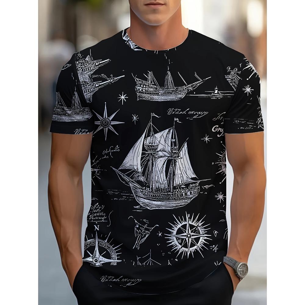 

Летние мужские женские футболки с 3D-принтом с графикой корабля, быстросохнущие, унисекс, для фитнеса на открытом воздухе, модные повседневные футболки для уличной одежды 6xl