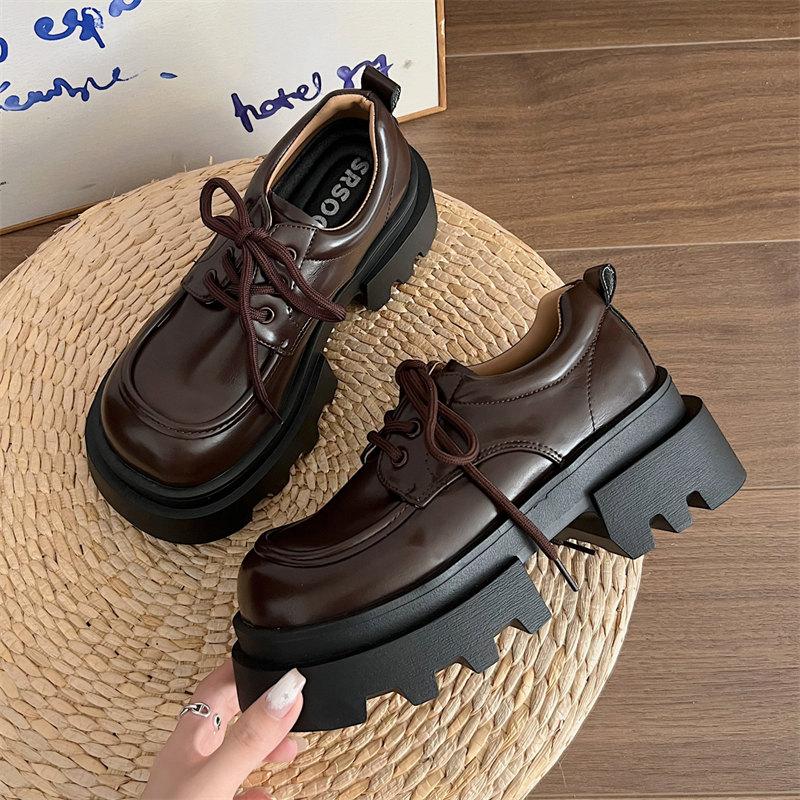 Mode 2024 Femmes Automne Nouveaux Chaussures Oxford à Plateforme Vintage Chaussures Lolita Femmes Mode Cuir PU Lacets Mocassins Chaussures d'uniforme étudiant