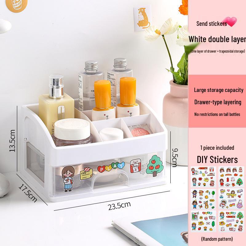 Student Desk Organizer: Multi-Layer Dustproof Storage Rack & Drawer for Cosmetics and Skincare