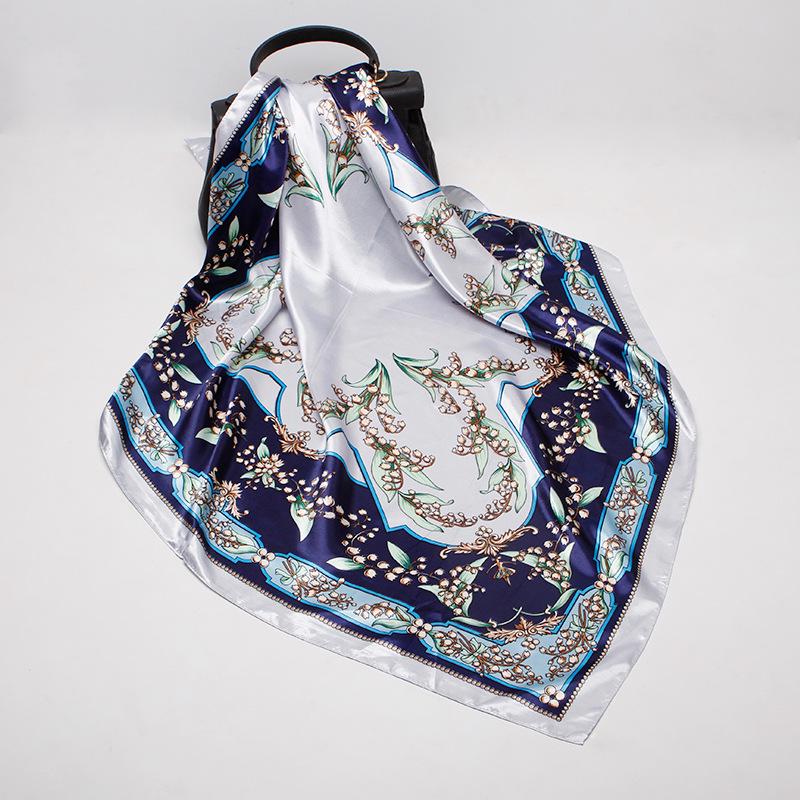 Women's Baotou Artificial Silk Satin Silk Scarf 90cm Printing Square Scarf Silk Scarf