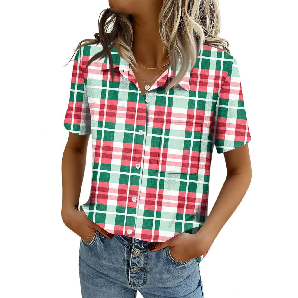 Women Blouses Short Sleeve Button Down Shirts Business Casual Dressy Work Tops Summer Spring Clothes