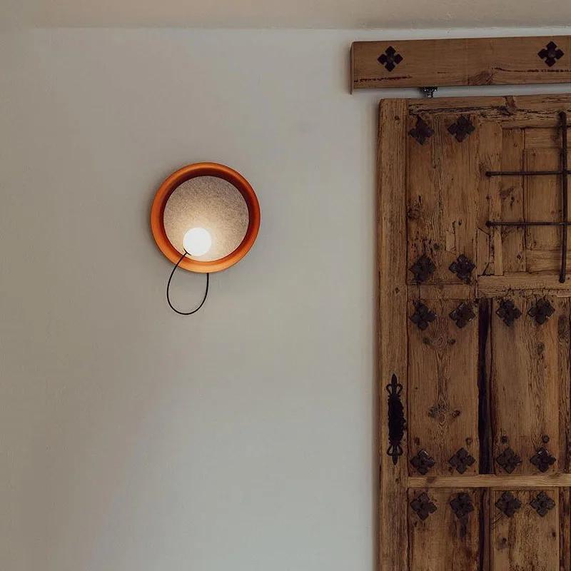 Modern Iron Circular Wall Lamp G9 Bedroom Bedside Lamp LED Nordic Magnet Adjustable Hotel Living Room Background Wall Decoration