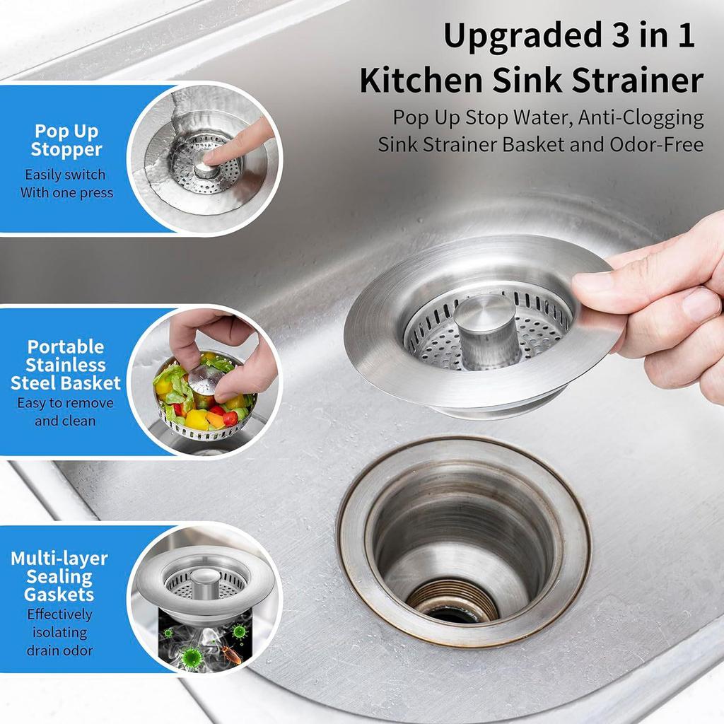 Stainless Steel Pop-up Anti-clog Kitchen Sink Drain Filter & Food Catcher Basket