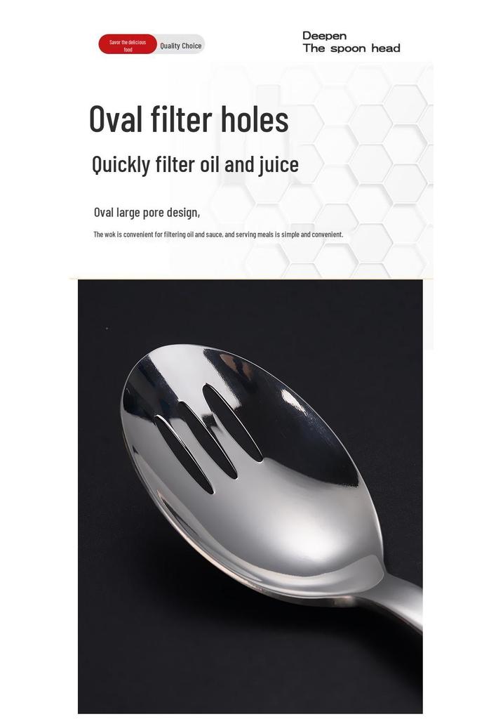 High-Grade 304 Stainless Steel Slotted Portioning and Serving Spoon for Hotels and Restaurants