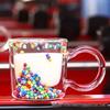 Shangqi Cute Heart Quicksand Double-Layer Glass Cup