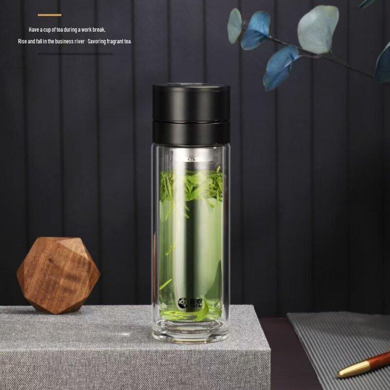 YATAI Portable One-Touch Double-Layer Glass Tea Infuser Cup