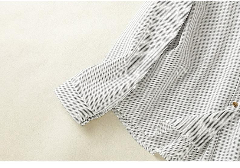 Artistic Cotton Linen Striped Long Sleeve Casual Loose Plus Size Shirt 2025