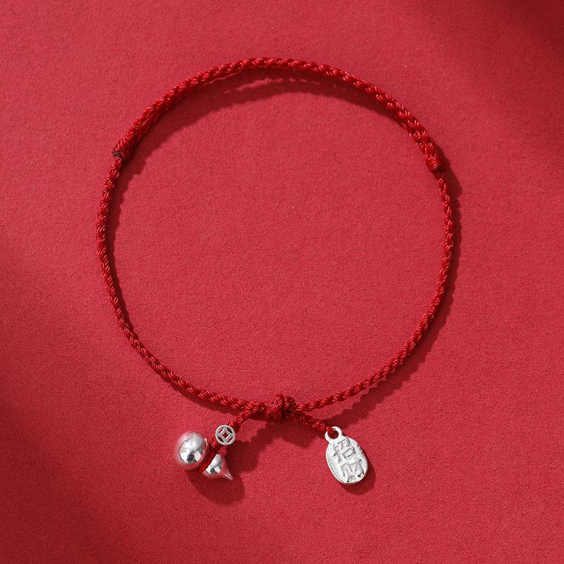 Creative and simple new Chinese small gourd red rope female hand-woven red rope simple life retro copper coin bracelet