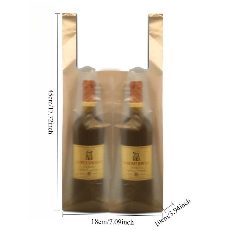 Plastic Handbag Single Double Wine Bottle Storage Sack Halloween Thanksgiving Wedding Gift Packaging Pouch Champagne Beverage Universal White Vest Bag