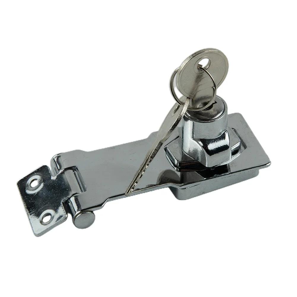 Padlock Locking Hasp Staple With Keys Padlock 2.5"/3"/4" Garage Lock Hasp Heavy Duty Locking Iron Silver New