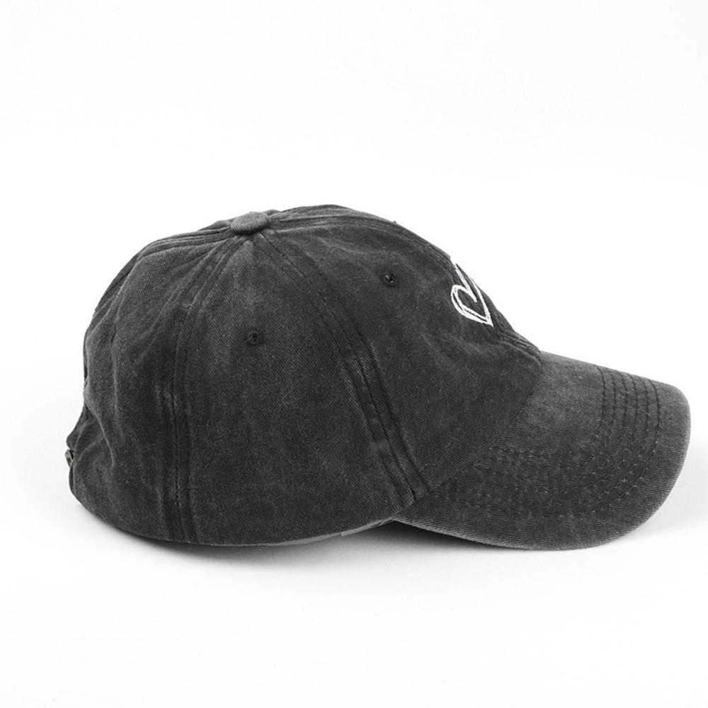 Versatile Peach Heart Embroidery Washed Old Spring And Summer Baseball Hat Women's Thin Couple Soft Top Cap Men's Tide