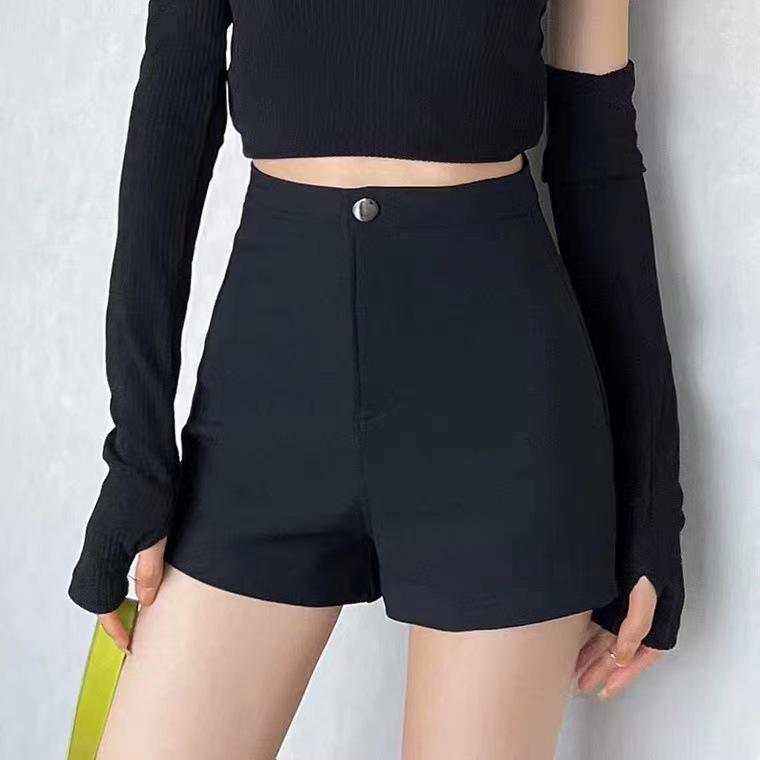 

Женские черные шорты А-силуэта с высокой талией, лето 2024 г. 4XL чёрный