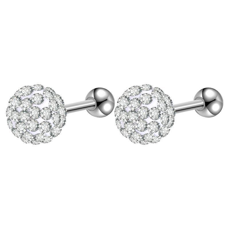 Elegant European & American Rhinestone Stud Earrings - High-End Bling Stainless Steel Sphere Design