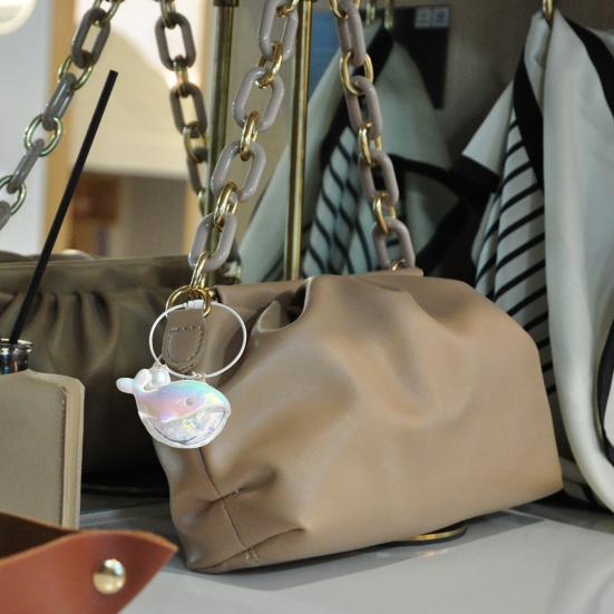 1/2/3Pcs Key Chain Faux Pearl Whale Shape Charm Keychain with Bangle Bags Backpacks Key Holder Decorative Bag Accessory