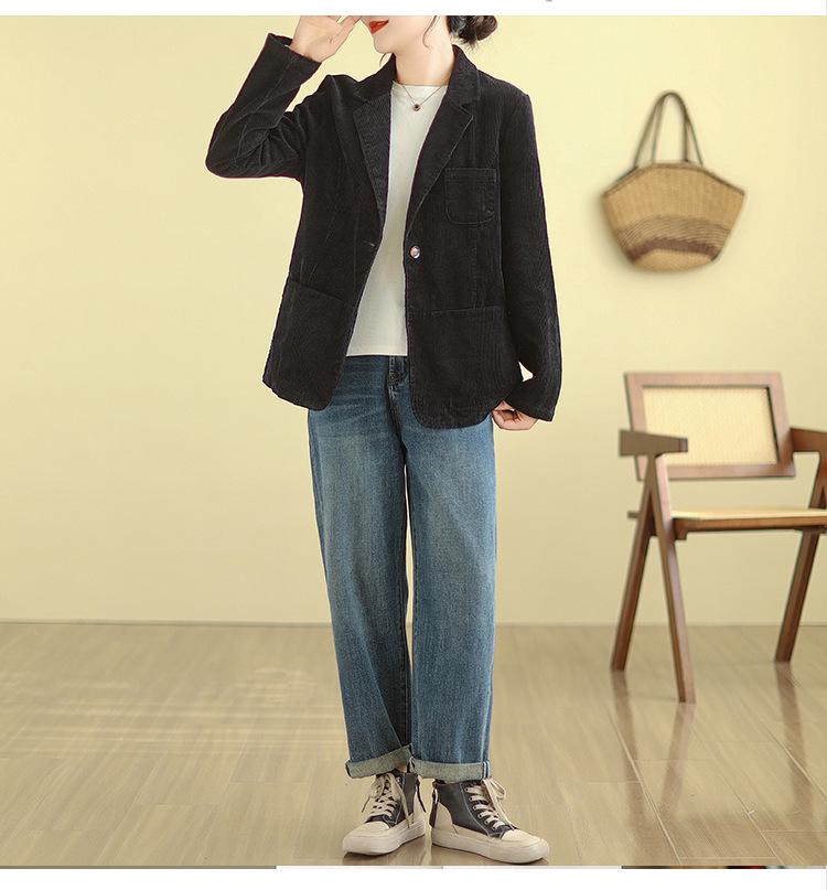 2026 Women's Solid Color Corduroy Cotton Jacket