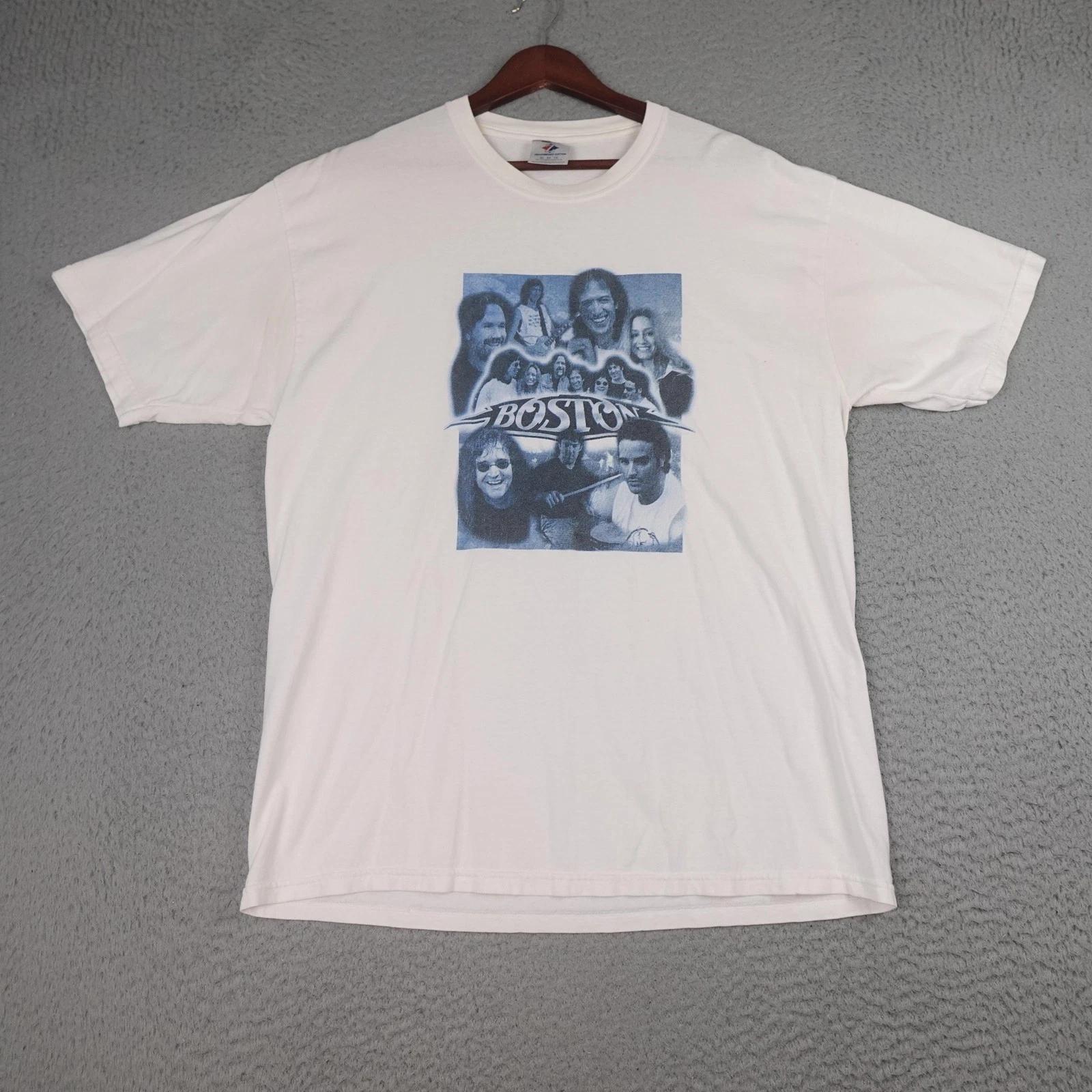 Vintage Boston Shirt Mens XL White Tour Dates Graphic Band Tee Jerzees 2000s M