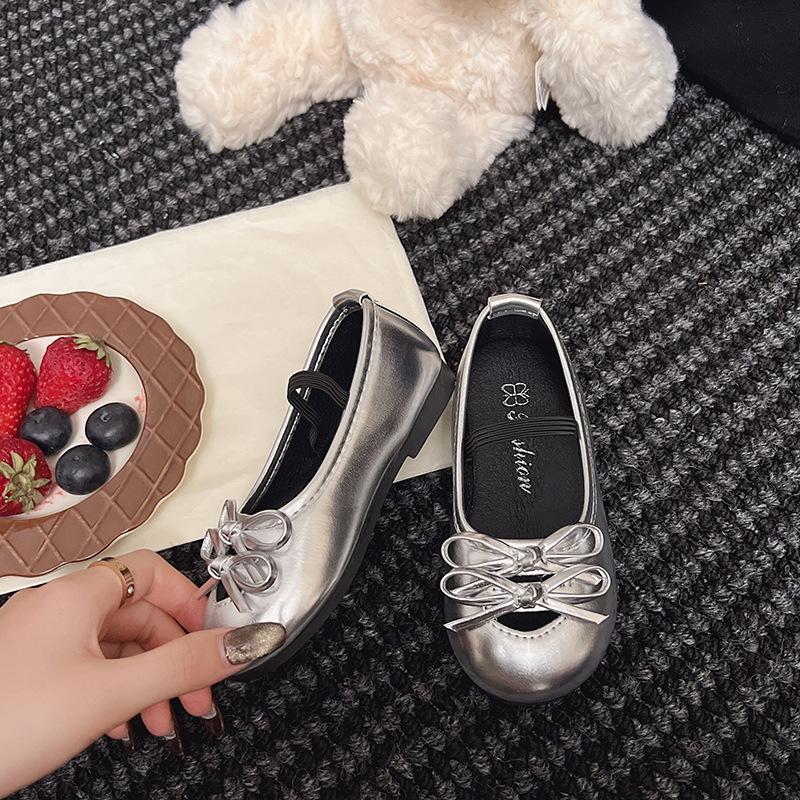 Fashion Girls Shoes 2025 Autumn New Kids Leather Shoe Simple Girls' Bow Casual Shoes Versatile Child Performance Shoe Zapatos