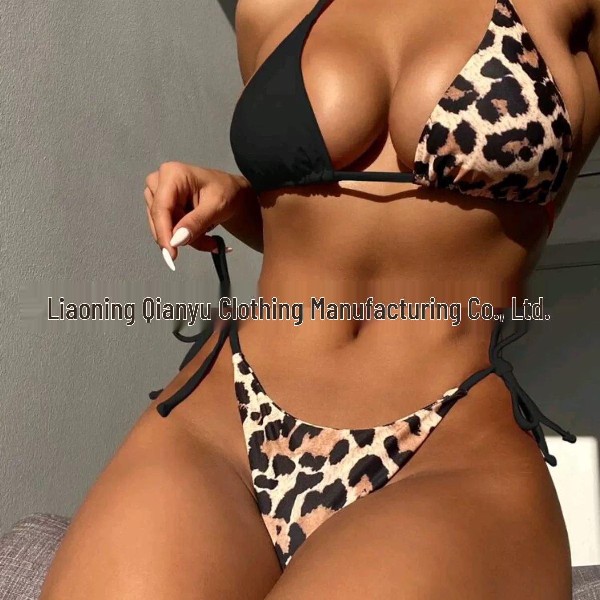 

2024 Раздельный купальник в стиле колор-блок, европейский и американский, с завязками для женщин - Сексуальная пляжная одежда для отпуска Large чёрный