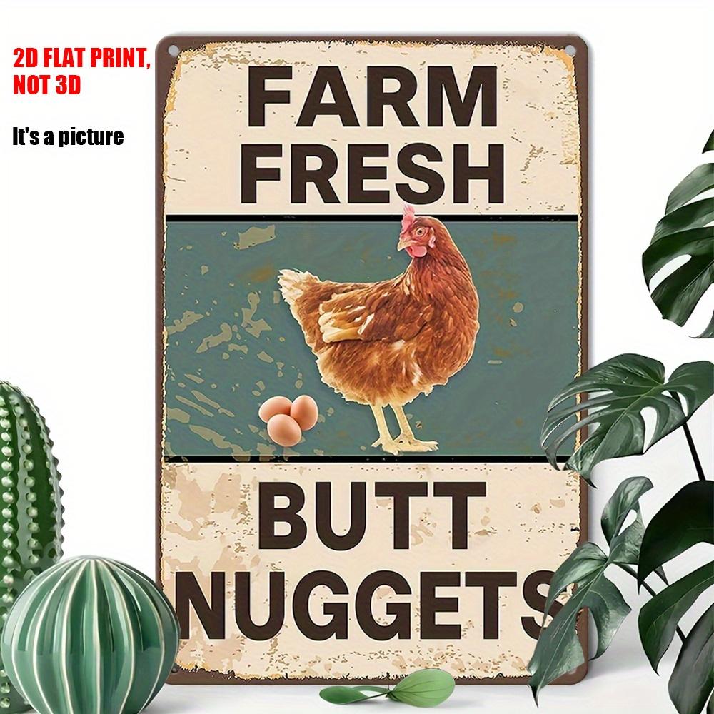 

Vintage Farm Fresh Butt Nuggets Chicken Metal Tin Sign Funny Farmhouse Style Wall Decor Plaque for Kitchen Coop Home Decoration 20x30cm（7.8x11.8inch）