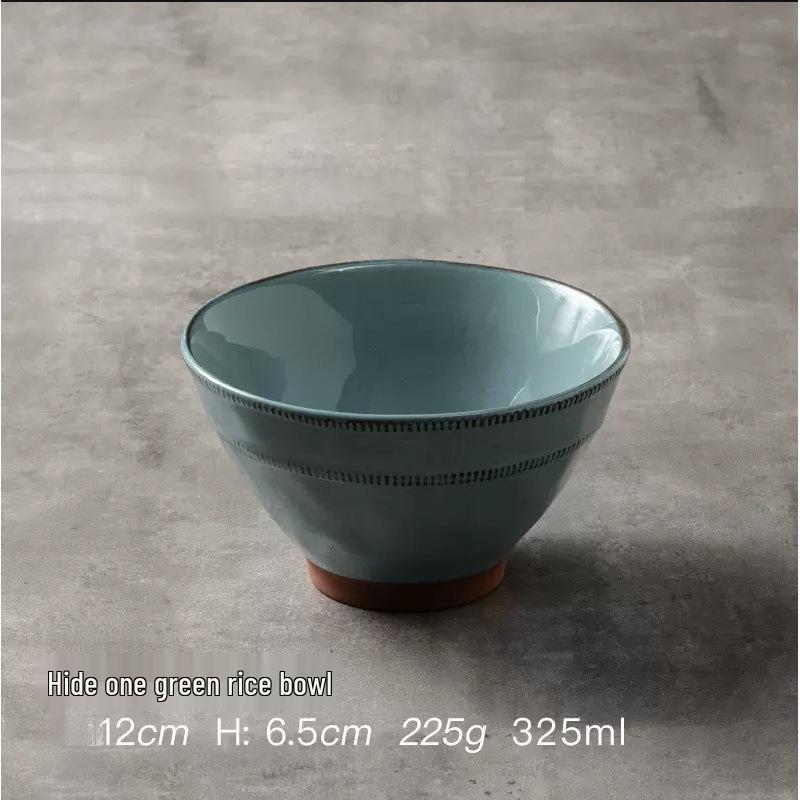 Retro Solid Color Large Ceramic Noodle Bowl - Creative Soup Bowl for Home or Noodle Shop