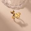 Simple Unique Cat Rings For Women Gold-Plated Stainless Steel Elephant Penguin Adjustable Ring Handmade Christmas Jewelry Gift