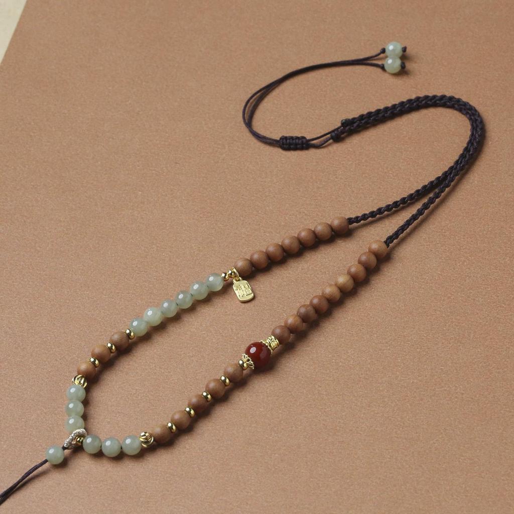 Women's Handmade Hetian Jade Woven Chain Necklace