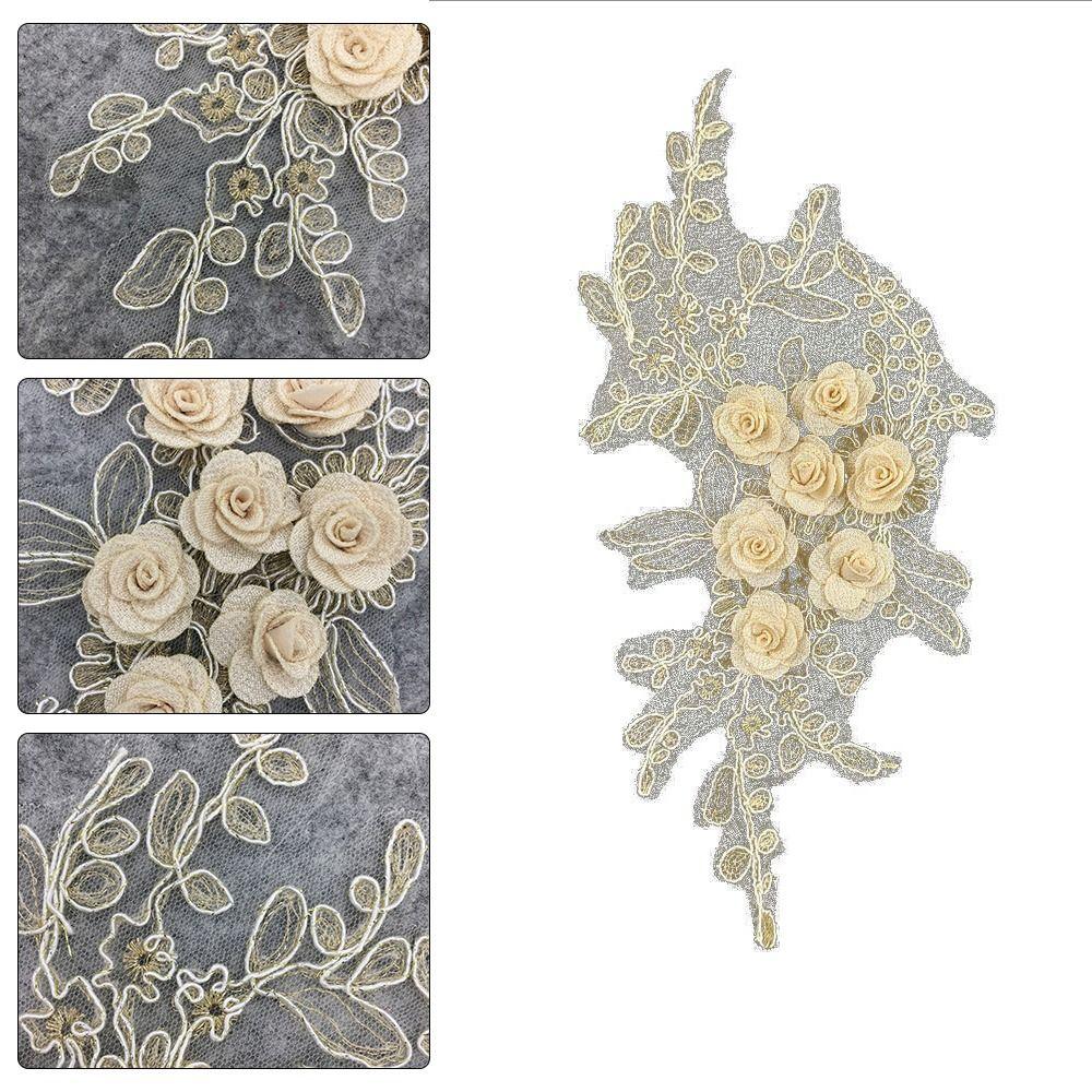 1Pcs Durable 3D Flowers Imitation Patch DIY Lace Tulle Applique Collar Embroidery Patch Sewing Trim Decoration